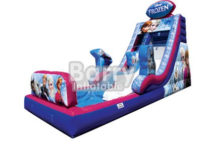 0.55MM PVC Slides For Sale , Frozen Cartoon Commercial Inflatable Water Slides With Pool BY-WS-004
